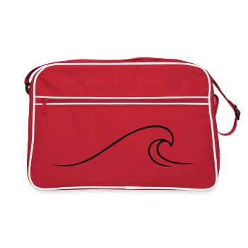 Minimalist wave drawn with a line - Retro Bag - red/white - Front