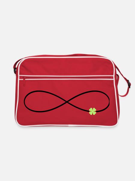 Unendlichkeitszeichen Glück Kleeblatt  - Retro Tasche - Rot/Weiß - Vorne