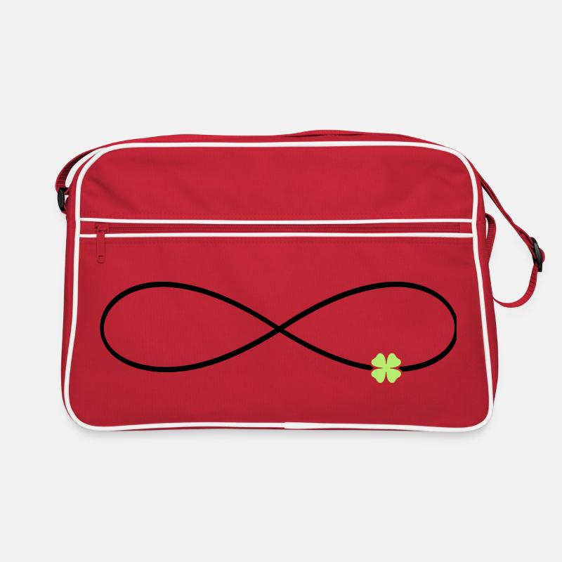Unendlichkeitszeichen Glück Kleeblatt  - Retro Tasche - Rot/Weiß