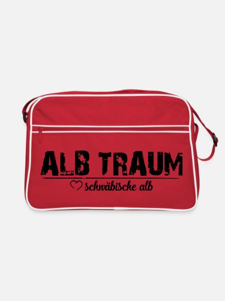 ALB TRAUM_ love schwäbische alb - Retro Tasche - Rot/Weiß - Vorne