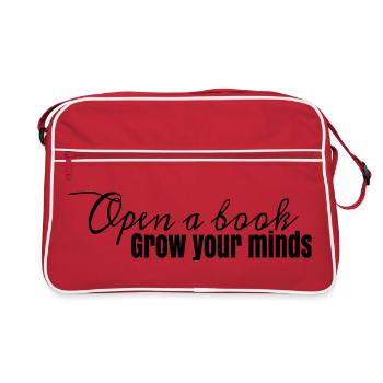 Book Design Open A Book, grow your minds - Retro Bag - red/white - Front