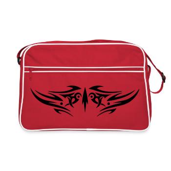 Large jagged Tribal Tattoo ornament. - Retro Bag - red/white - Front