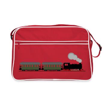 Train chemin de fer locomotive à vapeur voie étroite nostalgie ferroviaire - Sac Retro - rouge/blanc - Devant