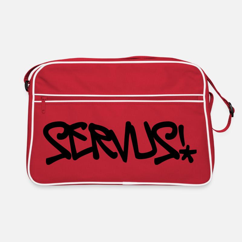 Servus, Gruß, Dialekt, bayrisch, Bayern Retro Tasche