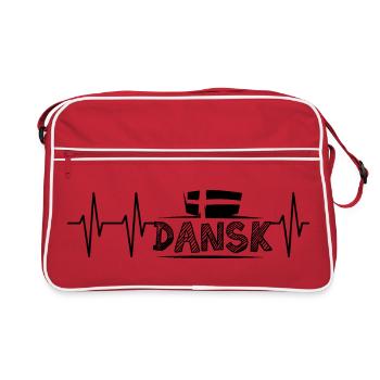 Pulse Dansk Flag Illustration Heartbeat Symbol - Retro Bag - red/white - Front