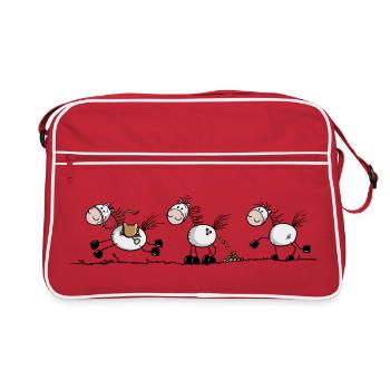 Motif de cheval en forme de bonhomme bâton drôles - Sac Retro - rouge/blanc - Devant