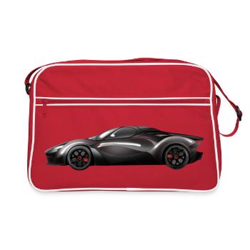 Schwarz glänzendes Supersportwagen-Design - Retro Tasche - Rot/Weiß - Vorne