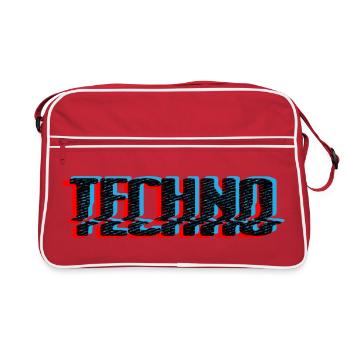 Techno Blue Neon Overprint Typography - Retro Bag - red/white - Front