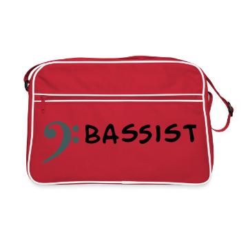 Je joue de la basse - Je suis bassiste - Sac Retro - rouge/blanc - Devant