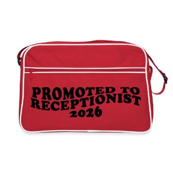 Promoted to Receptionist 2026 – Office Humor - Retro Bag - red/white - Front