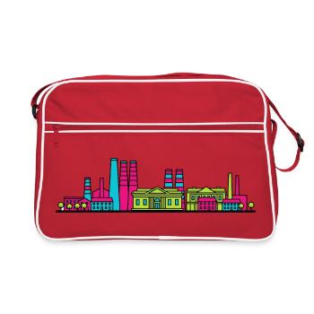 Art au trait de la ligne de la Skyline de la ville de Stoke-on-Trent - Sac Retro - rouge/blanc - Devant