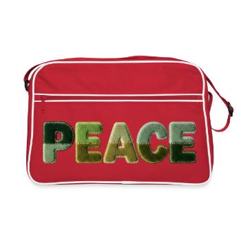 Style Patchwork en lettres de paix style années 70 - Sac Retro - rouge/blanc - Devant