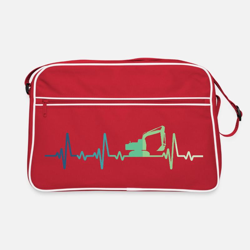 excavator construction site heartbeat excavator Retro Bag