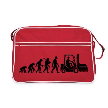 Gabelstapler Evolution Für Staplerfahrer Lagerist - Retro Tasche - Rot/Weiß - Vorne