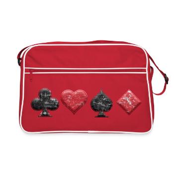 Crosse de coeur de pique de carroun poker, Skat & Blackjack - Sac Retro - rouge/blanc - Devant