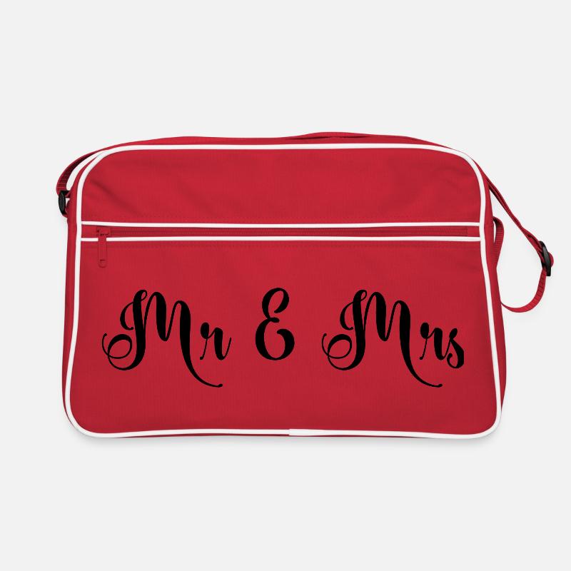 Mr & Mrs schönes Hochzeitsdesign - Retro Tasche - Rot/Weiß
