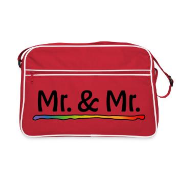 Regenbogen Mr and Mr schwarz - Retro Tasche - Rot/Weiß - Vorne