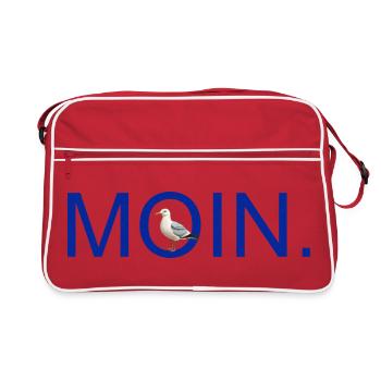 MOIN. mit Möve - Retro Tasche - Rot/Weiß - Vorne