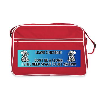 Bumper sticker of a wheelchair clown # - Retro Bag - red/white - Front