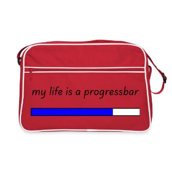 my life is a progressbar - Retro Bag - red/white - Front