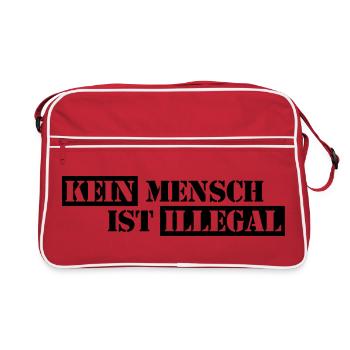 Personne n’est illégal - Migration - Illégalité - Sac Retro - rouge/blanc - Devant