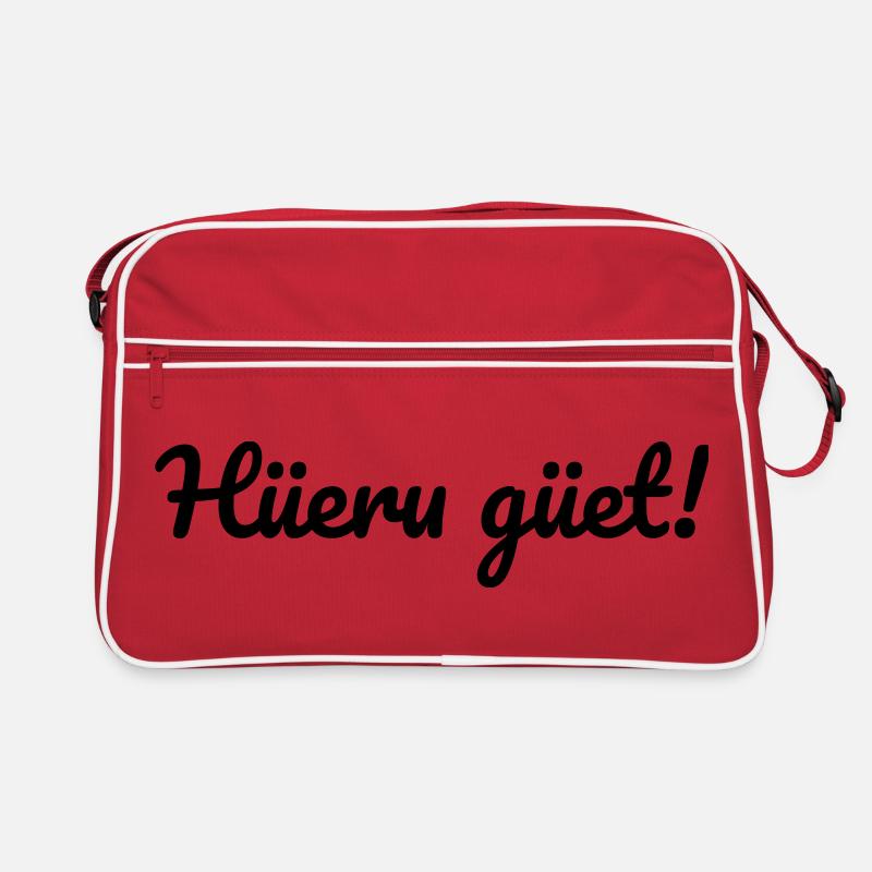 Hüeru güet Walliserditsch Dialekt - Retro Tasche - Rot/Weiß
