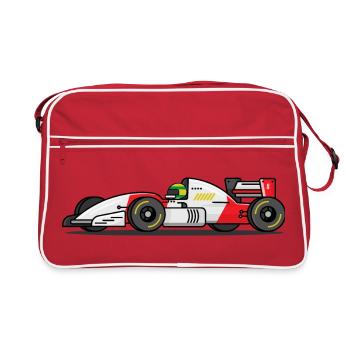 Rennauto, Rennwagen, Racing, Auto, Sportwagen - Retro Tasche - Rot/Weiß - Vorne