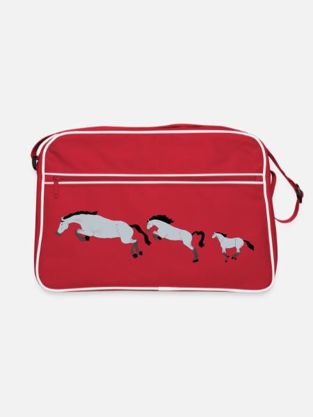 Chevaux en Mouvement Effervescent - Sac Retro - rouge/blanc - Devant