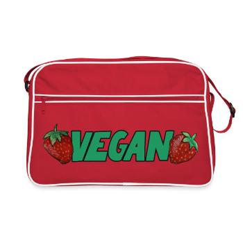 Vegan Strawberries Bold Logo - Retro Bag - red/white - Front