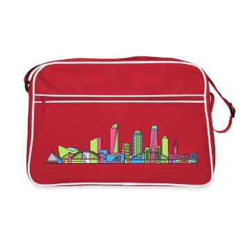 Newcastle City Skyline NSW Moderne Linienkunst - Retro Tasche - Rot/Weiß - Vorne