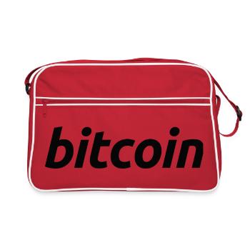 Bitcoin Word Art FinTech Typo Design - Retro Bag - red/white - Front