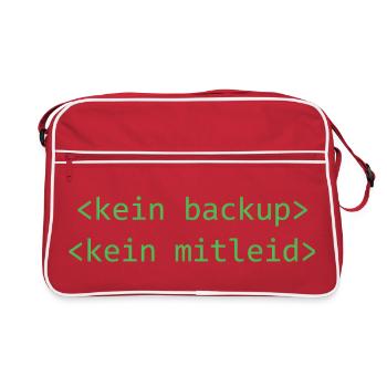 Kein Backup Kein Mitleid - Retro Tasche - Rot/Weiß - Vorne