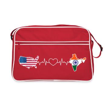 Herzschlag der USA und Indiens - Retro Tasche - Rot/Weiß - Vorne
