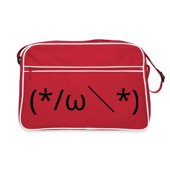 Émotique embarrassée (*/ω\*) Timide Kaomoji - Sac Retro - rouge/blanc - Devant