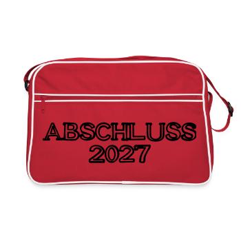 Abschluss 2027 Schriftzug handgezeichnet - Retro Tasche - Rot/Weiß - Vorne