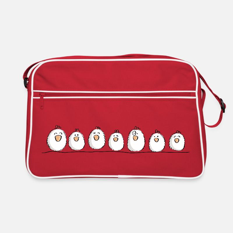Hühner auf der Hühnerstange Retro Tasche