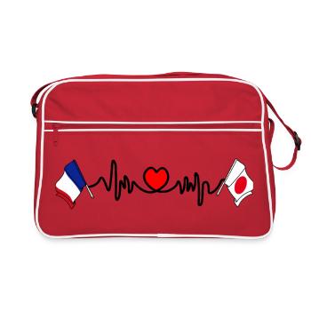 Cardio coeur avec drapeau France et drapeau Japon - Sac Retro - rouge/blanc - Devant