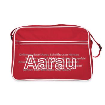 Schweizer Städte Aarau - Retro Tasche - Rot/Weiß - Vorne
