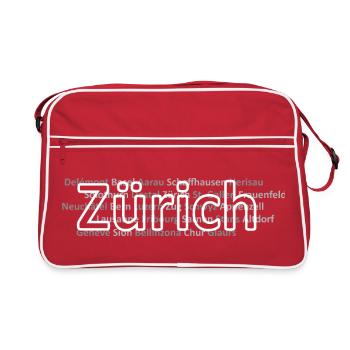 Schweizer Städte Zürich - Retro Tasche - Rot/Weiß - Vorne