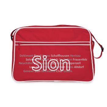 Schweizer Städte Sion - Retro Tasche - Rot/Weiß - Vorne