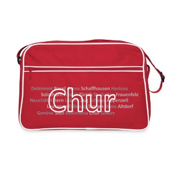 Schweizer Städte Chur - Retro Tasche - Rot/Weiß - Vorne