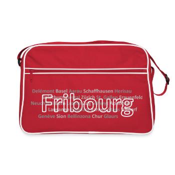 Schweizer Städte Fribourg - Retro Tasche - Rot/Weiß - Vorne