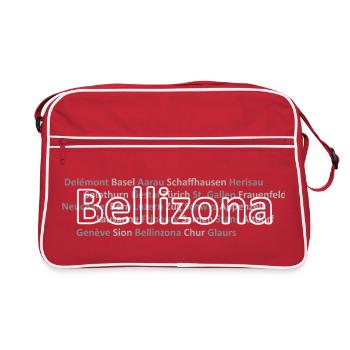 Schweizer Städte Bellizona - Retro Tasche - Rot/Weiß - Vorne