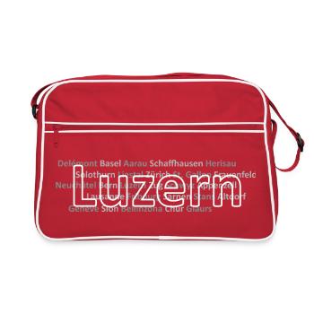 Schweizer Städte Luzern - Retro Tasche - Rot/Weiß - Vorne