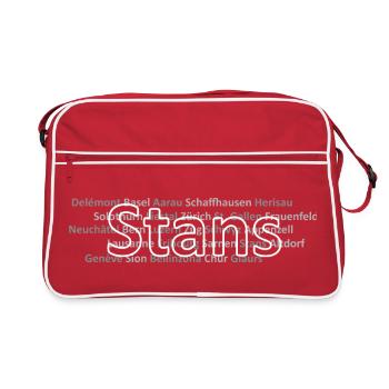 Schweizer Städte Stans - Retro Tasche - Rot/Weiß - Vorne