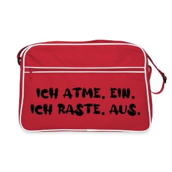 Ich atme ein. Ich raste aus. - Retro Tasche - Rot/Weiß - Vorne