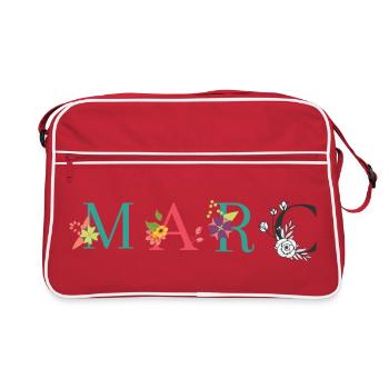 MARC Name Art With Flowers Embroidered - Retro Bag - red/white - Front
