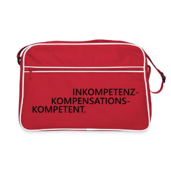 Inkompetenzkompensationskompetent Büro Humor Chef - Retro Tasche - Rot/Weiß - Vorne