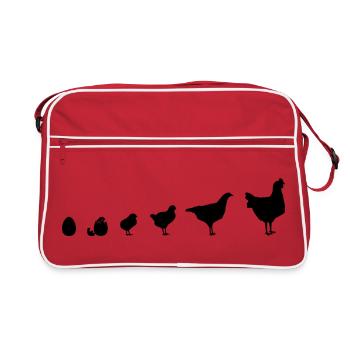 Snapshot Chick Family, Chicken, Evolution, - Retro Bag - red/white - Front