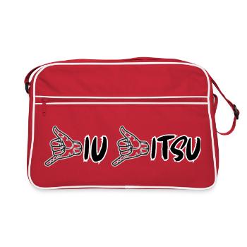 Shaka Jiu Jitsu T-Shirt – BJJ Chill Design - Retro Tasche - Rot/Weiß - Vorne